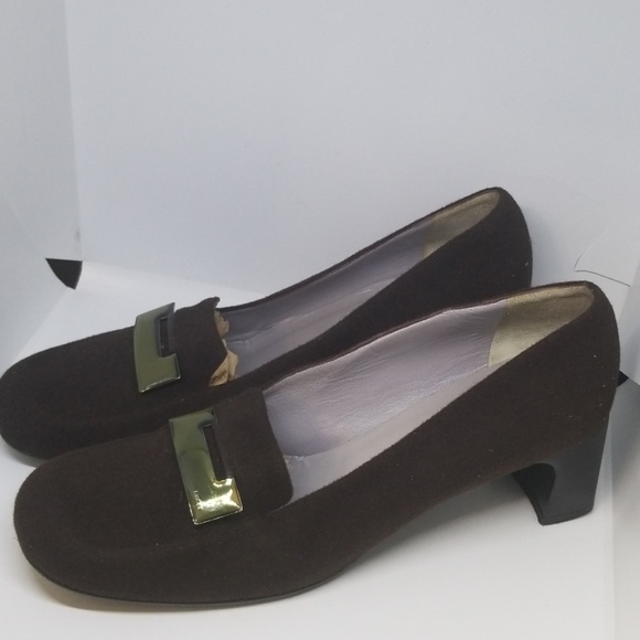 Gucci brown soft suede loafer pumps 8.5 - Picture 3 of 6